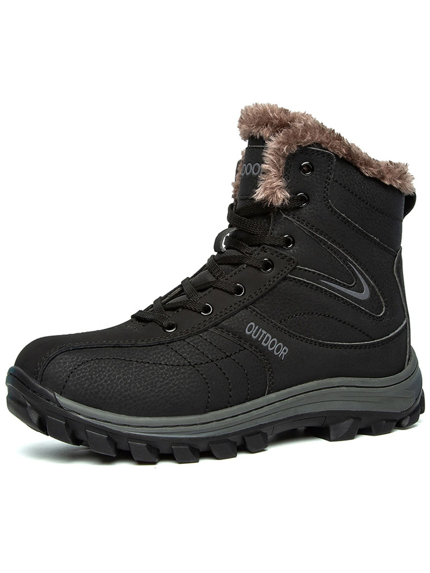 Mens Winter Snow Boots Waterproof Warm Insulated Non Slip Outdoorworke Trekking Ankle Bootie Thicken Fur Hiking Shoes 
