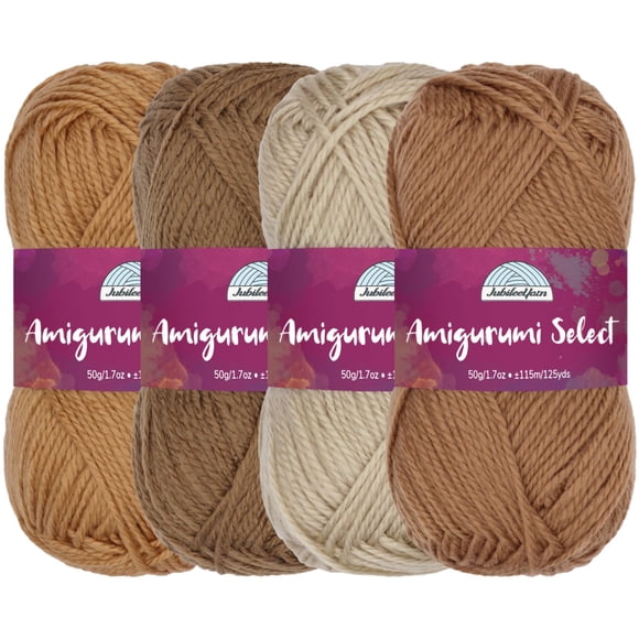 Hilo Acrílico Yarn Jubilee Amigurumi Select Baby, color marrón, 4 x 50 g