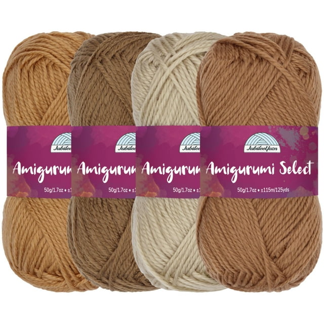 Hilo Acrílico Yarn Jubilee Amigurumi Select Baby, color marrón, 4 x 50 g