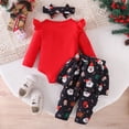 thumbnail image 6 of CAICJ98 Baby Girl Christmas Outfit Newborn Dress Ruffle Long Sleeve Romper+Tutu Skirt Pants+Headband 3Pcs Set Winter Clothes,Size 3-6 Months, 6 of 9