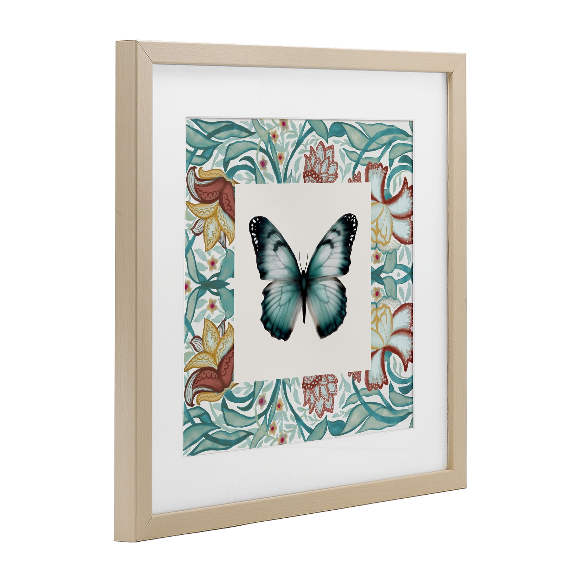 Stupell Industries Blue Toned Baroque Butterfly Birch Framed Print Under Glass, design by Elizabeth Medley