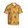 thumbnail image 2 of Balery Daisy maple fall Print Men's Hawaiian Shirts Short Sleeve Beach Shirt Relaxed Fit Vacation Button Down Shirts-Large, 2 of 9
