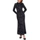 thumbnail image 2 of Vestido Maxi de Lentejuelas para Mujeres INSPIRE CHIC, Cuello Redondo de Terciopelo, Manga Larga, Vestido de Cóctel de Cuerpo Ajustado XL Negro, 2 of 6