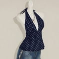 thumbnail image 3 of Ticikt Women's Going Out Tops Polka Dots Elegant Halter Tops Y2k Tie Backless Sleeveless Fitted Party Club Outfits,Blue, 3 of 5