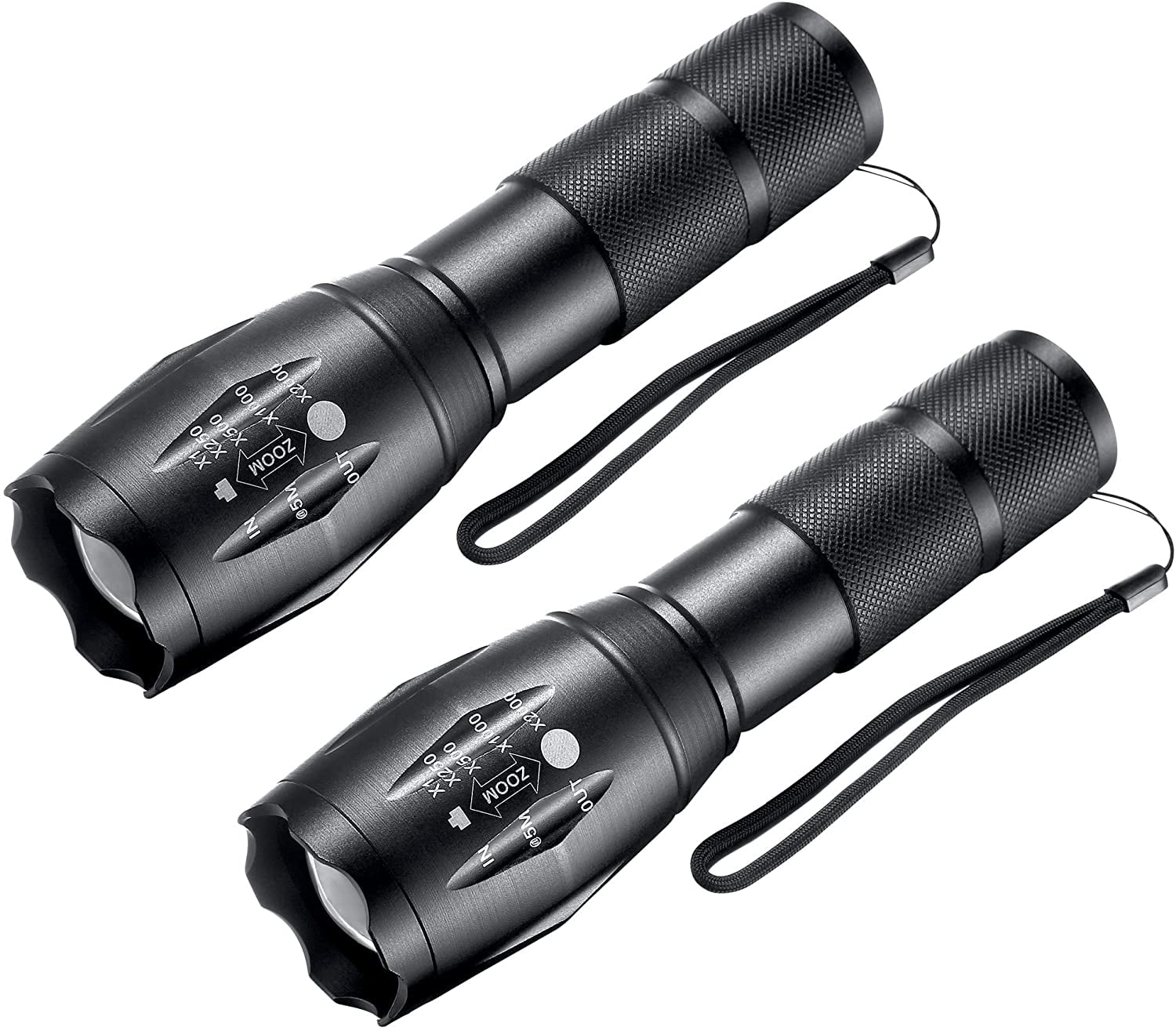 Waterproof Power Display Rechargeable Flashlights LED Tactical Flashlight,Hand Held Light with Rechargeable Battery for Camping Hiking Outdoor Activity Emergency(black) High Lumens Zoomable 5 Modes