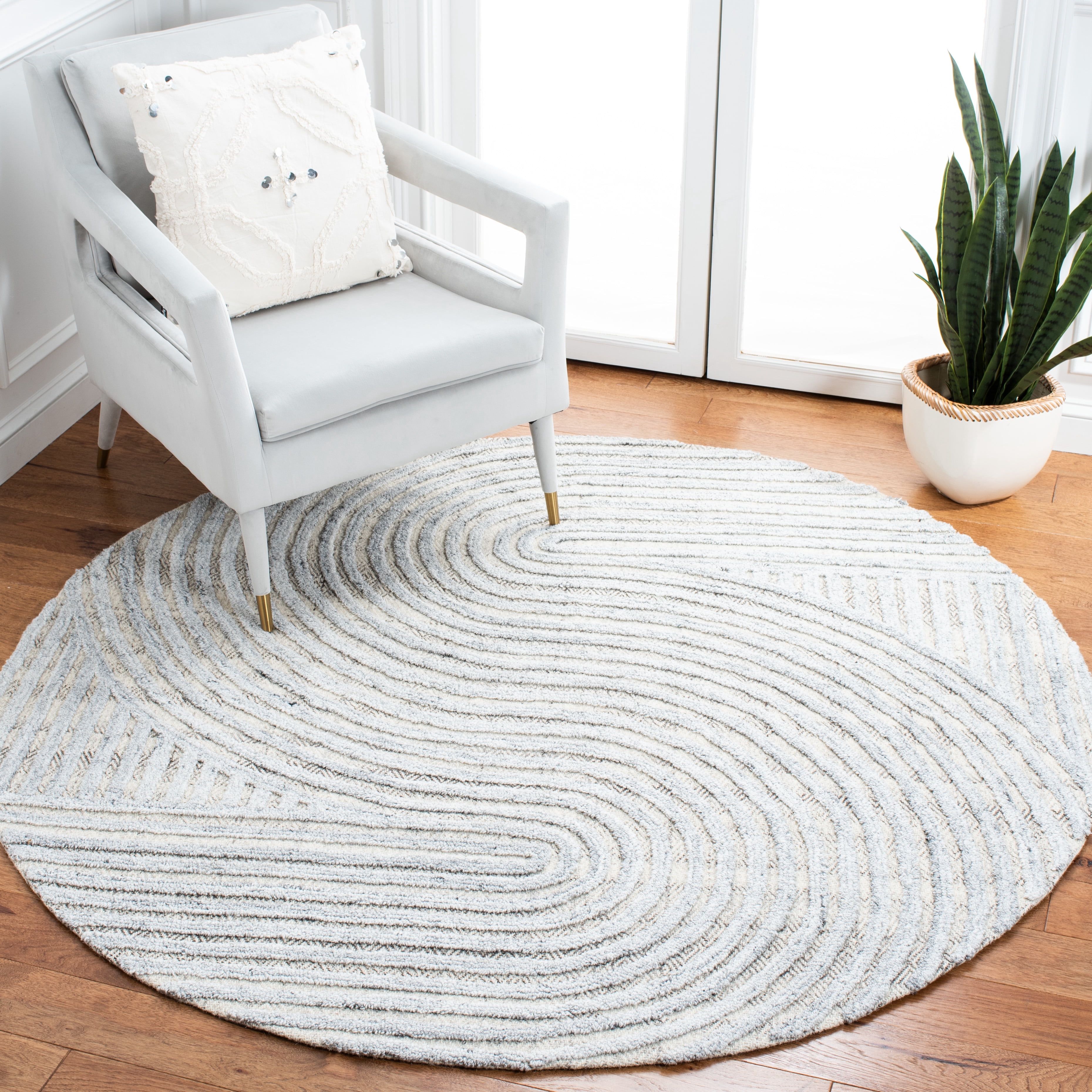 SAFAVIEH Southampton Landen Abstract Area Rug, Grey, 6' x 6' Round