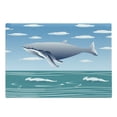 thumbnail image 1 of Whale Cutting Board, Ocean Sunny Summer Landscape with Huge Jumping Whale on Air Cartoon Style Design Art, Decorative Tempered Glass Cutting and Serving Board, Large Size, Blue, by Ambesonne, 1 of 1