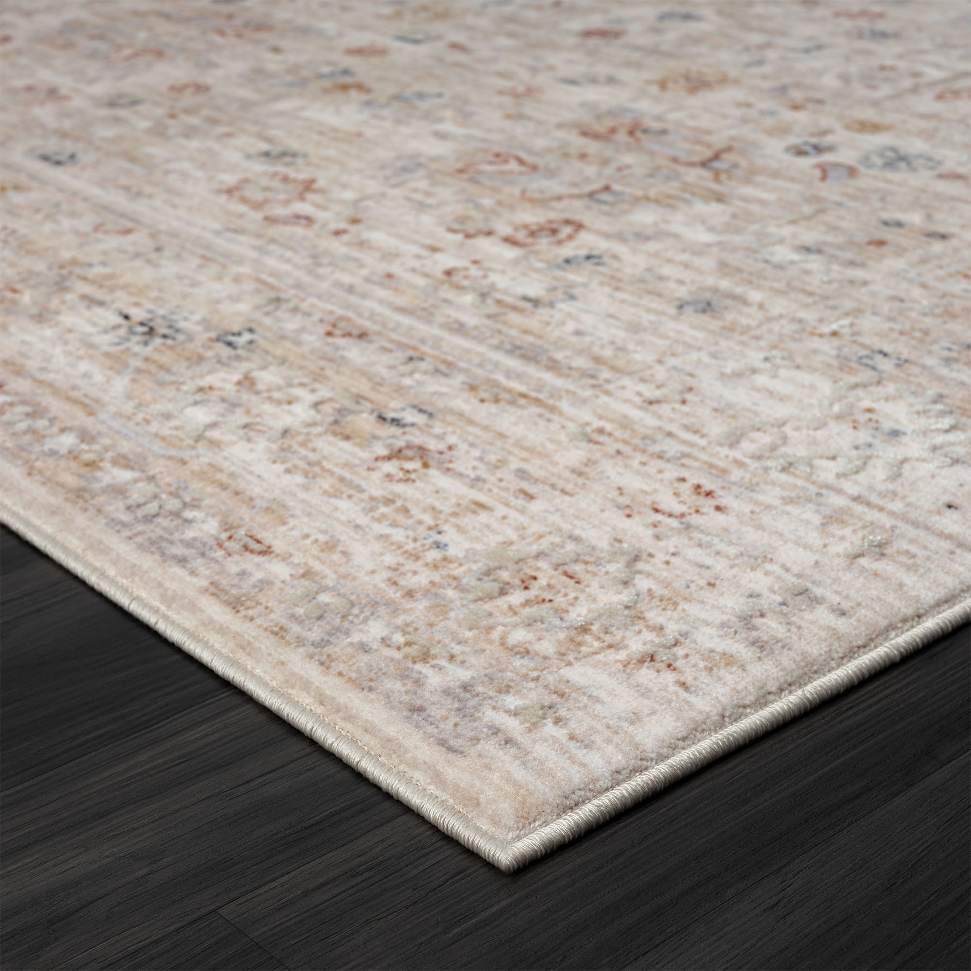 LR Home Mia 4' X 6' Gray/Rust Bordered Premium Ultra-Soft Indoor Area Rug