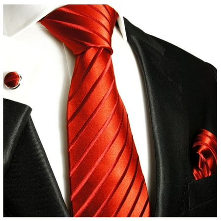 Paul Frank Tie - Red Striped Paul Malone Silk Tie with Accessories