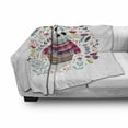 thumbnail image 2 of Folk Soft Flannel Fleece Throw Blanket, Cartoon of Funny Bear Animal Surrounded with Garden Art Floral Branches Herbs, Cozy Plush for Indoor and Outdoor Use, 70" x 90", Multicolor, by Ambesonne, 2 of 5