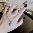thumbnail image 2 of Funie Earrings Rotatable Rhinestone Jewelry Round All Match Shiny Earrings Necklace Ring for Wedding, 2 of 8