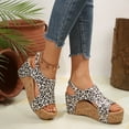 thumbnail image 2 of LFXJVY Wedge Heel Sandals For Women Platform Animal Print Open Toe Hook & Loop Adjustable Strap SummerWhite 39, 2 of 8