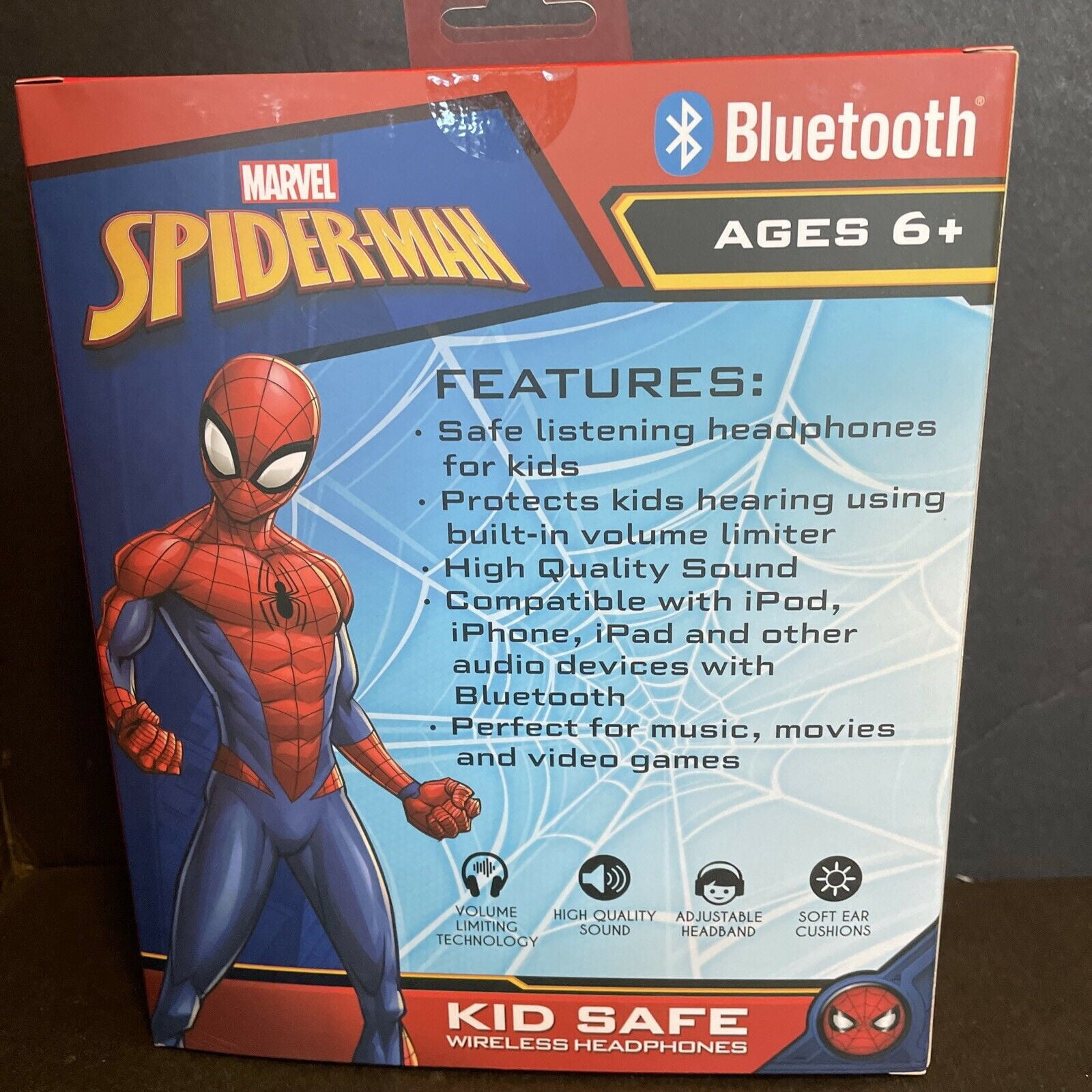 Marvel Spider-Man Bluetooth Kid Safe Wireless Headphones
