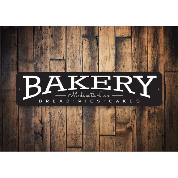 Made with Love Bakery Novelty Decor, Metal Wall Sign - 4x18 Inches