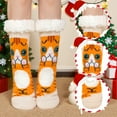 thumbnail image 2 of Womens Fuzzy Socks Cozy Fluffy Winter Slipper Socks with Grippers ,UNEEI Warm Thick Cat Pattern Non-Slip Winter House Socks, Size 9-12, 2 of 7