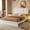 Cream White, variant on Pinmoco Twin Bed Frame with Adjustable Upholstered Headboard, LED Bed Frame, Chenille Fabric, Cream White