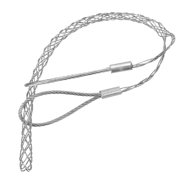 Unique Bargains Cable Pulling Grip 0.9FT Double Head Galvanizing Steel for Light & Heavy Cable(d:4-6mm,Silver)