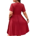thumbnail image 4 of WellSize Summer Plus Size Dresses for Women Short Sleeve A-Line Midi Dresses Casual Floral Print Beach Dress with Pockets, 4 of 7