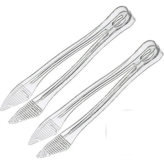 Plasticpro Disposable Plastic Serving Tongs Durable Heavy Duty Premium Serving Utensils Clear Pack of 4