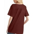 thumbnail image 3 of NAMTYQX Women's T-Shirts Breathable Crewneck Casual Patterned Short Sleeve Muster Light Plus Size Loose Fitting Tshirts Shirts for Women Graphic Wine Size M, 3 of 5