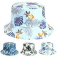 thumbnail image 4 of Odeerbi Hawaii Beach Hats for Men Women Reversible Bucket Hat for Sun Protection Sun Hat Leaves Printing Fisherman Hats Wear Outdoor Sunscreen On Both Sides White, 4 of 4