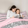 thumbnail image 4 of Homewish Pink Gray Stripe Twin Comforter Sets for Girls, Glitter Stars Bedding Set, Pink Reversible, 2 Pieces 1 Comforter and 1 Pillowcase, 4 of 6