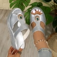 thumbnail image 4 of Xucatan Women's Rhinestone Wedge Sandals, Metallic Faux Leather Open Toe Mules, Glamorous Plus Size Slip On Shoes for Evening Events Gift, 4 of 8