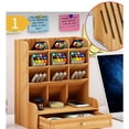 thumbnail image 3 of Organizador de escritorio de madera, cajón multifuncional, caja de almacenamiento de papelería, soporte para bolígrafos para el hogar, la oficina, la escuela, cerezo, 3 of 6