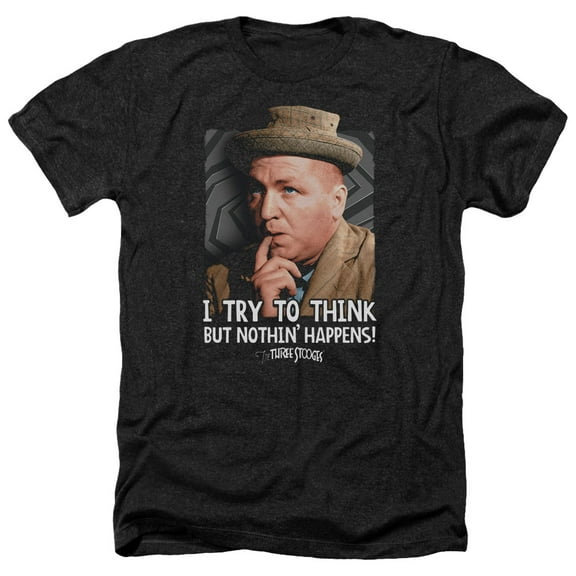 Three Stooges - Try To Think - Heather Short Sleeve Shirt - Large