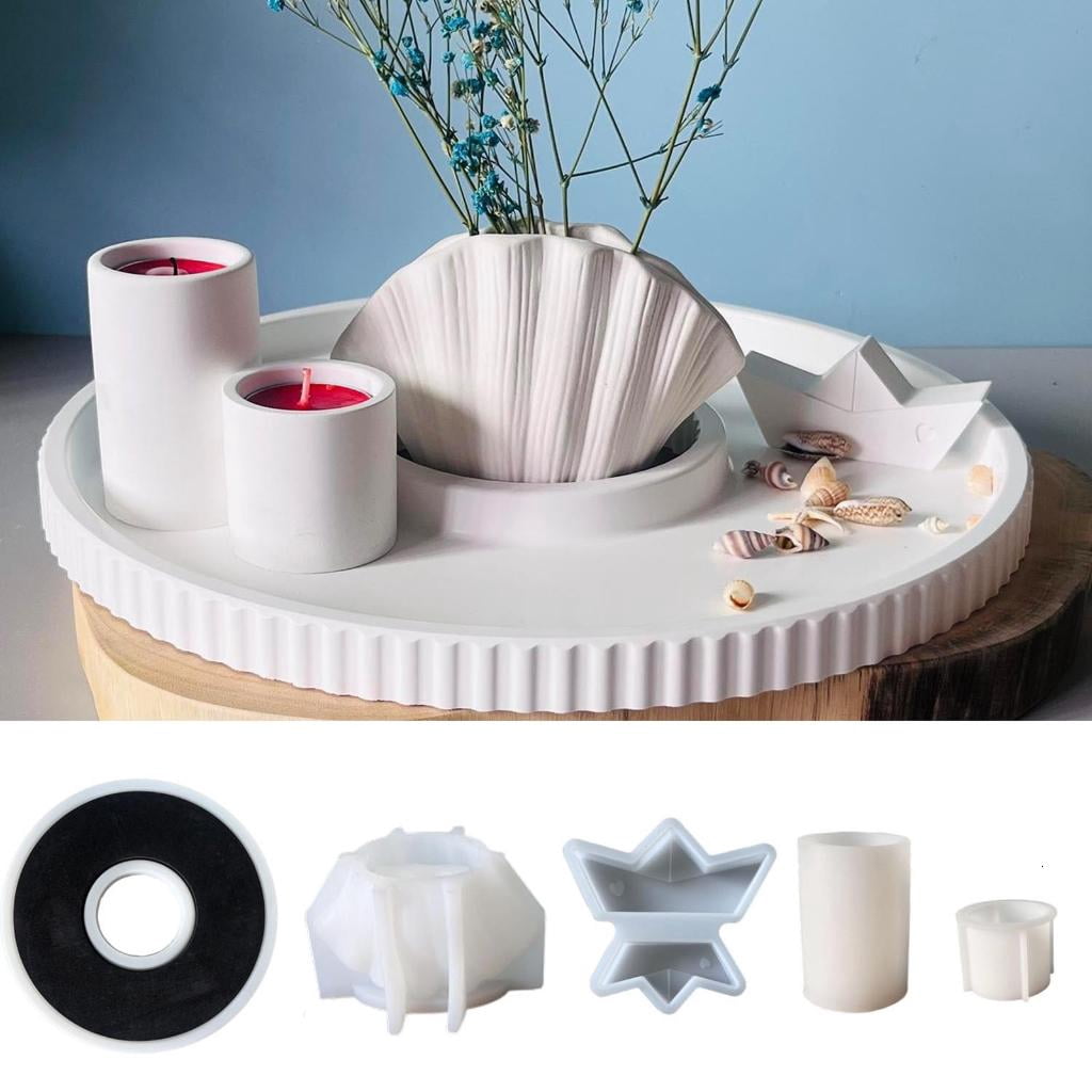lanema Professional Silicone Craft Mold Round Striped Plate Mold Unique Textured Trays for Resin Art Concrete Casting