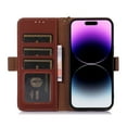 thumbnail image 4 of Nalacover for iPhone 14 Pro Synthetic Leather and Soft TPU Case,360 Protection Flexible Luxury Magnetic RFID Flip Wallet Card Slots Kickstand Shockproof Cover with Cute Pendant.Coffee, 4 of 8