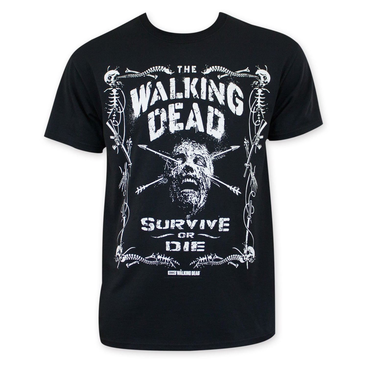 Walking Dead Men's Black Survive Or Die T-Shirt-Small - Walmart.com