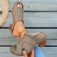 thumbnail image 2 of Women's Peep Toe Block Heel Mules Casual Summer Slide Sandals Solid Color Faux Leather Slip On Heeled Sandals with Embossed Pattern for Daily Walking Dressy Outdoor Use, 2 of 10