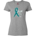 thumbnail image 3 of Inktastic Faith over Fear Ovarian Cancer Awareness with Teal Ribbon Women's T-Shirt, 3 of 5
