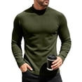 thumbnail image 2 of Nestiefly Mens Thermal Long Sleeve Undershirt Base Layer Long Shirts | Warm Lightweight Soft Fleece Lined Crew Beck Shirts Workout Top Army Green XL, 2 of 8