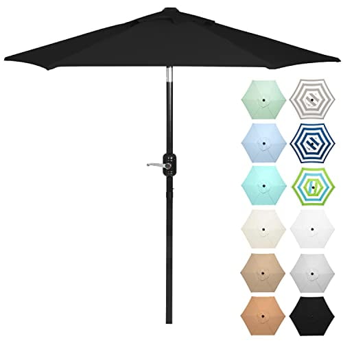 Punchau 6 Ft Outdoor Patio Umbrella, Easy Open/Close Crank and Push Button Tilt Adjustment - Black Market Umbrellas