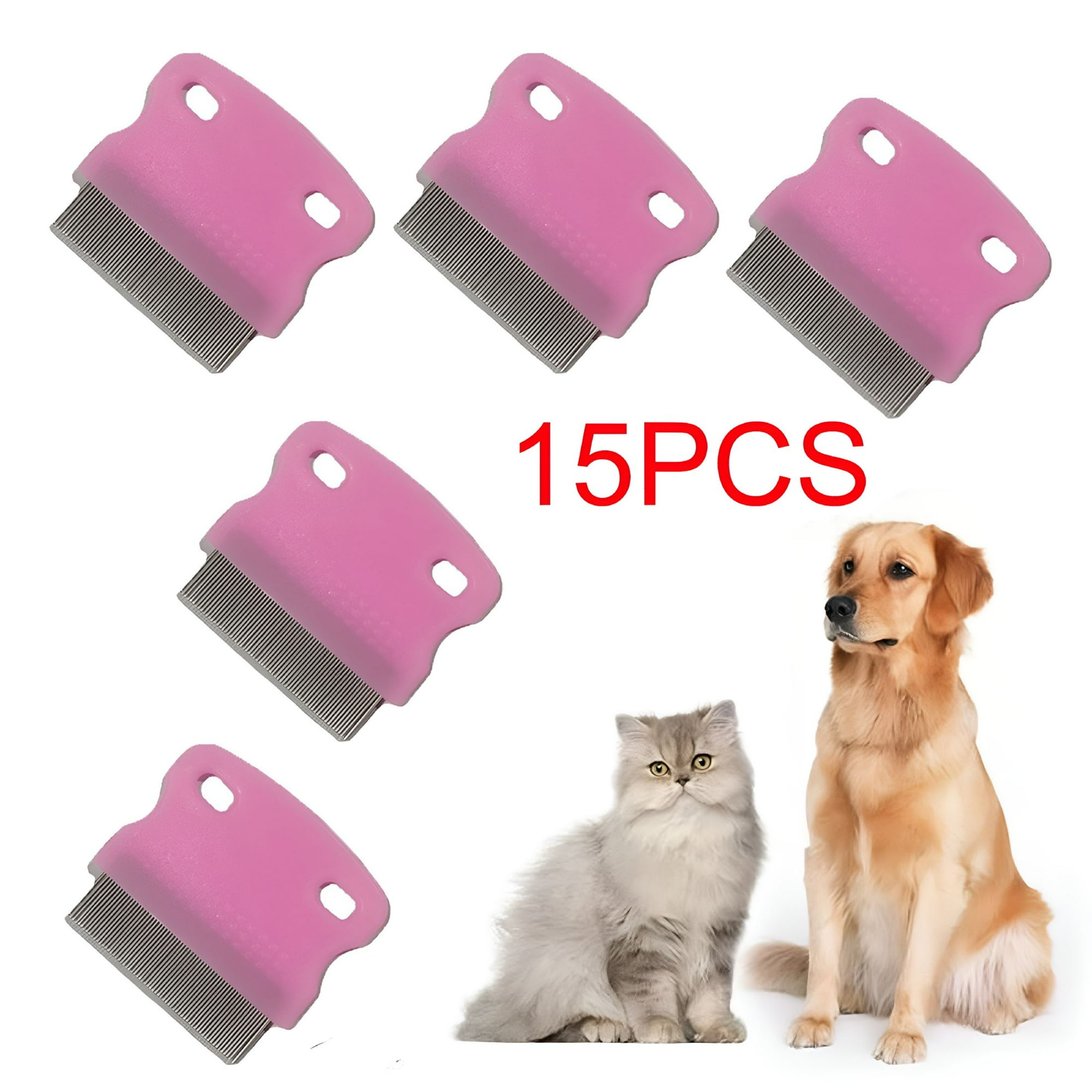 ACDANC 15Pcs Pet Flea Comb for Cats and Dogs, Stainless Steel Fine Tooth Grooming Comb for Flea Removal and Detangling