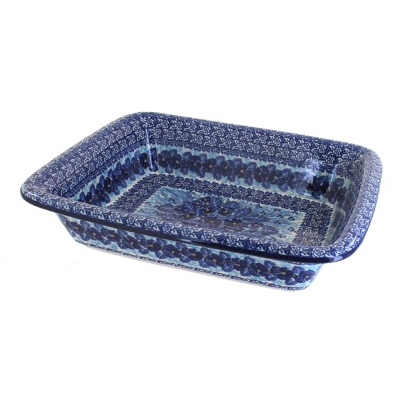 Blue Rose Polish Pottery Joanna Medium Rectangular Baker