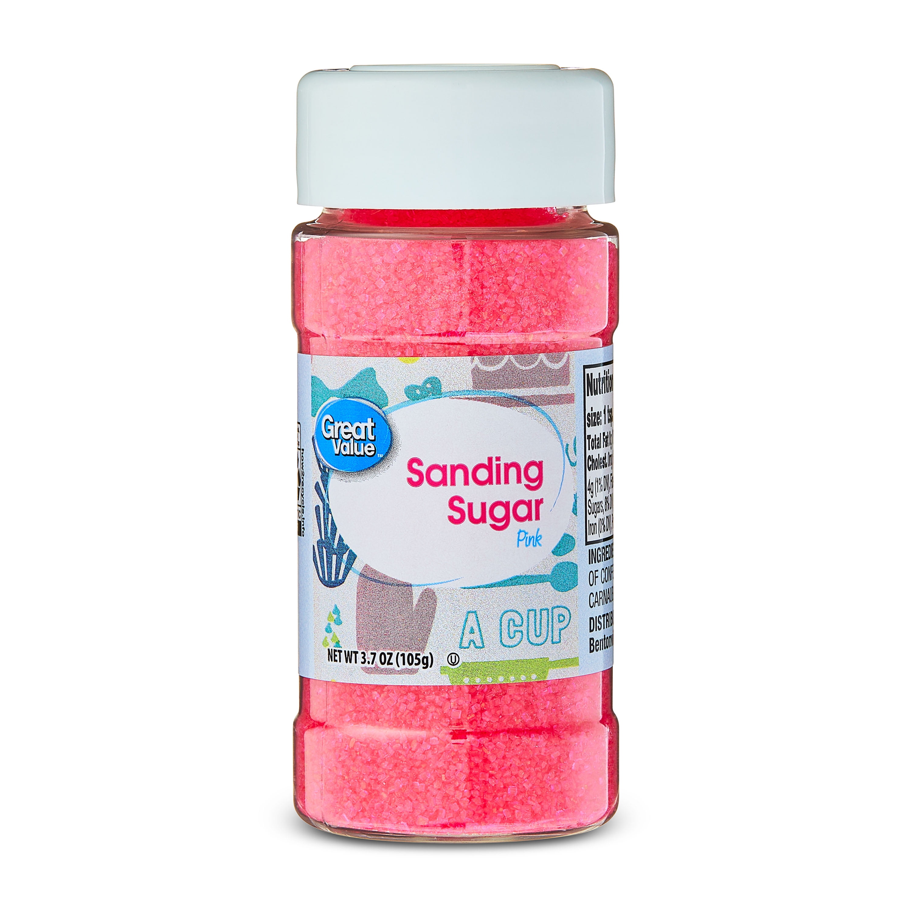(6 pack) Great Value Pink Sanding Sugar, 3.7 oz