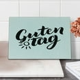 thumbnail image 2 of German Cutting Board, Guten Tag Words with Hand Lettering Calligraphy Style Illustration, Decorative Tempered Glass Cutting and Serving Board, Small Size, Black and White, by Ambesonne, 2 of 5