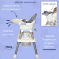 thumbnail image 3 of Silla alta periquera 7 en 1 con mesa y charola para bloques primi pasti ibaby gris, 3 of 8