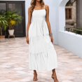 thumbnail image 2 of Icvfdpl Robe Florale pour Femmes, Boho Maxi Sans Manches à Bretelles Spaghetti, Fluide, pour Invité de Mariage, avec Ourlet à Volants, Élégante, Été, TG, 2 of 5