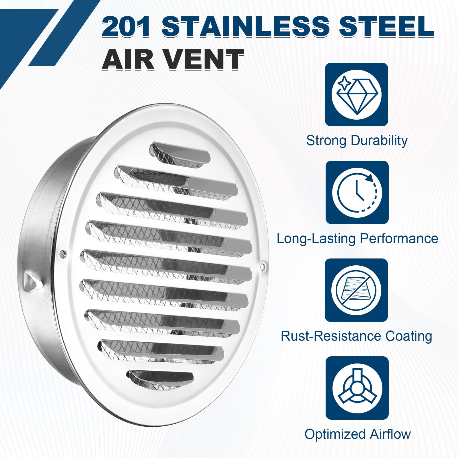 Uxcell 4pcs Stainless Steel Soffit Vent 6.3" Round Louver Grille Cover Air Vent Hood Soffit Exhaust with Screen Mesh for Wall Ceiling Mount Bathroom Garage Attic Ventilation