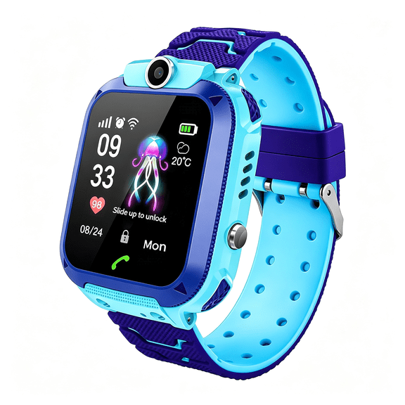 GJX Kid GPS Tracker with Phone Smartwatch for Boys Girls 3-12 Years Old with Two-Way Call SOS Anti-Lost Games Camera, Child Cellphone Watch School Class Gifts Blue