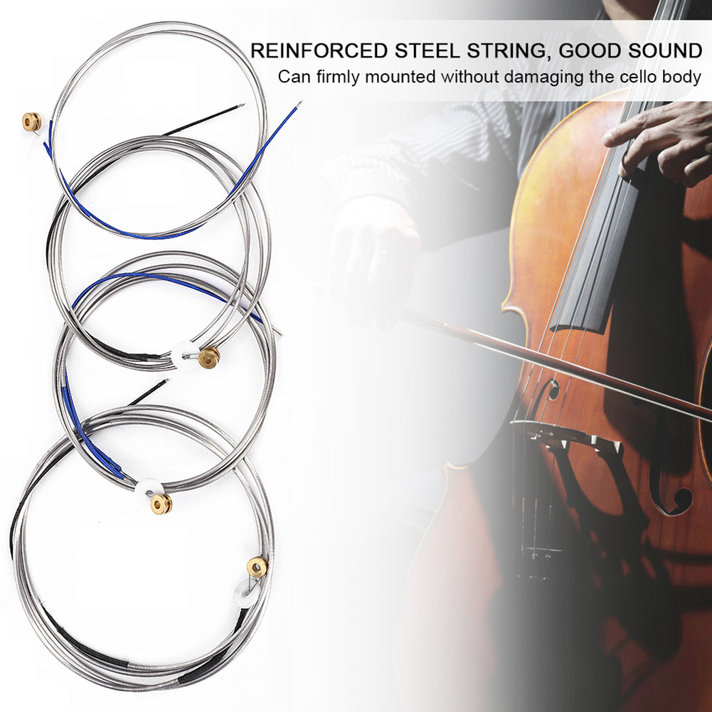 Bass Cello Strings Set, 4 Strings Set Steel Double Bass Strings Wire String Professional Music Instrument Accessory