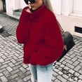 thumbnail image 1 of Pxiakgy Pull Col Roulé Femme Uni Décontracté Manches Longues Tricoté Pull Épaule Femme Pull-Over Pulls pour Femmes Z-Rouge TTG, 1 of 6
