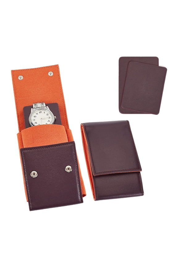 Portable PU Leather Single Watch Pouch Storage Bags Envelope Style Watch Travel Case Organizer for Men and Women Coconut Brown