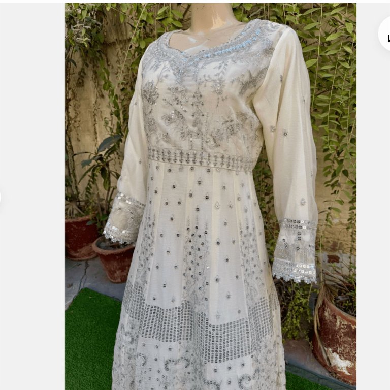 sachin and babi light blue dress Pakistani Off White Straight Style Embroidered Sequins Chiffon Dress,L main image 0