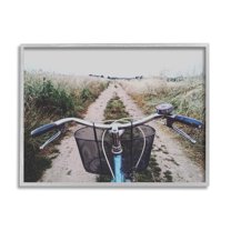 Stupell Industries Bicycle on Rural Path Nature Photography Gray Framed Art Print Wall Art, 14 x 11