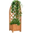 thumbnail image 1 of Outsunny Raised Garden Bed with Trellis, Wooden Raised Planter Box, 1 of 10